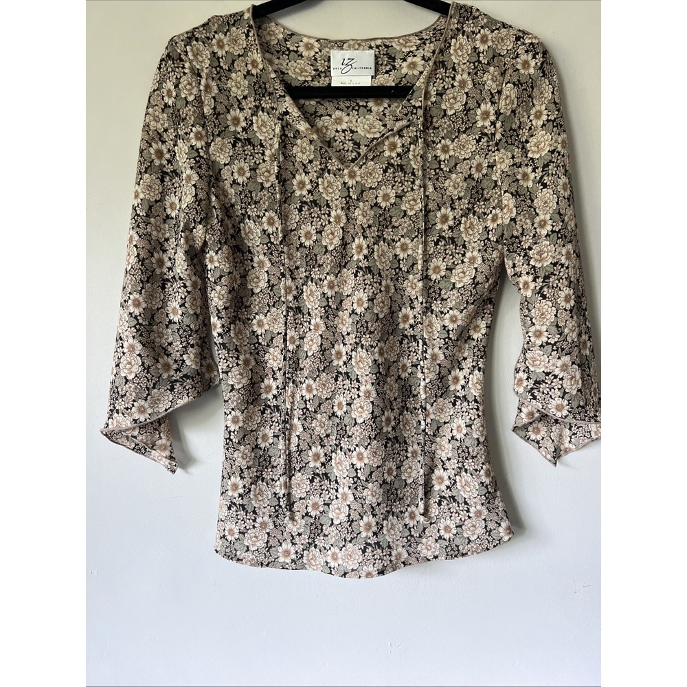 Vintage Y2K IZ Byer California Floral Sheer Fairy Boho Grunge Top Size M USA
